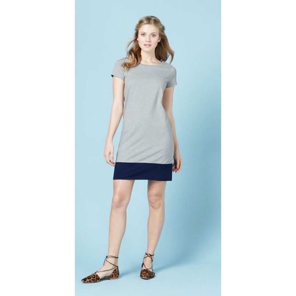 ✨Boden Heather Gray & Blue Colorblock T Shirt Dress Sz 8R✨